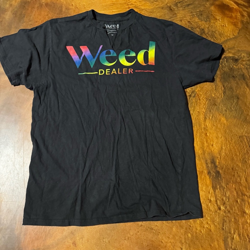 Black Graphic‎ Tee with Rainbow Text